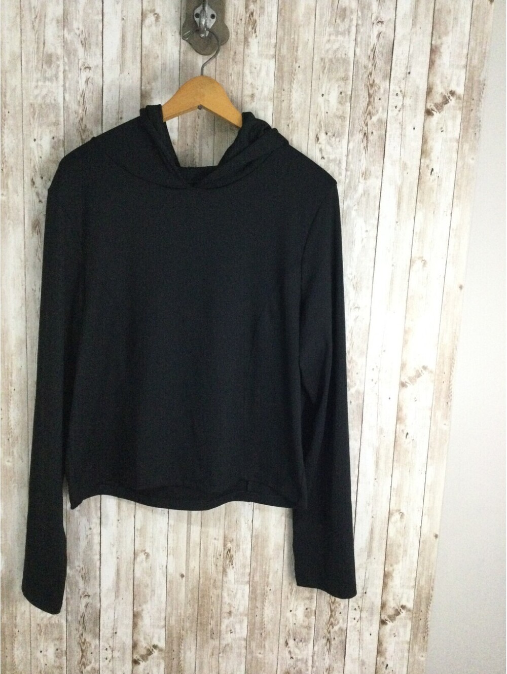 Victoria's Secret On Point Black Hooded Sweatshirt Hoodie size XXL Semi Crop